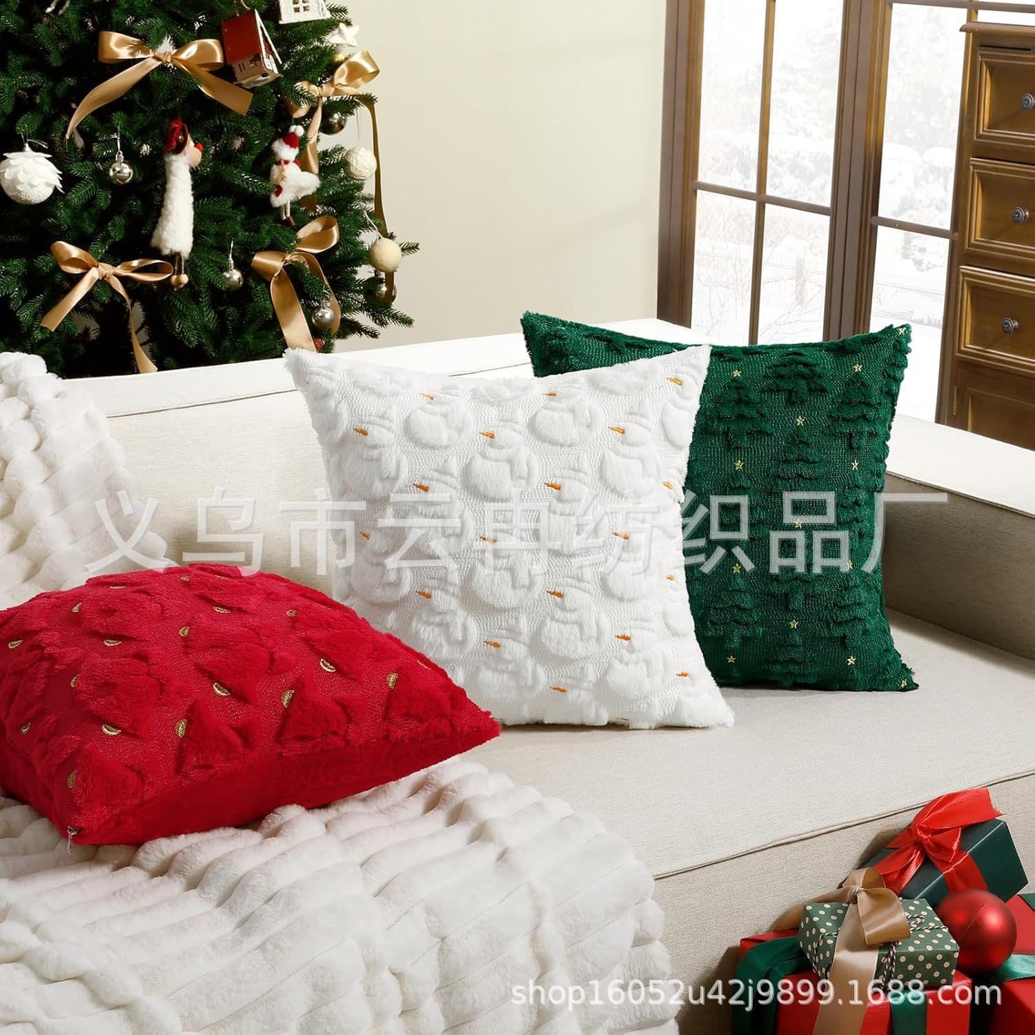 Cross-Border Amazon New Santa Pillow Covers, Living Room Holiday Party Bell Snowman Cushions American Style Pillows