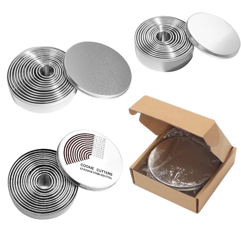 Stainless Steel Round Mousse Ring 11-Piece Set, 12-Piece Cutting Mold, Biscuit Mold, Dumpling Skin Press Mold