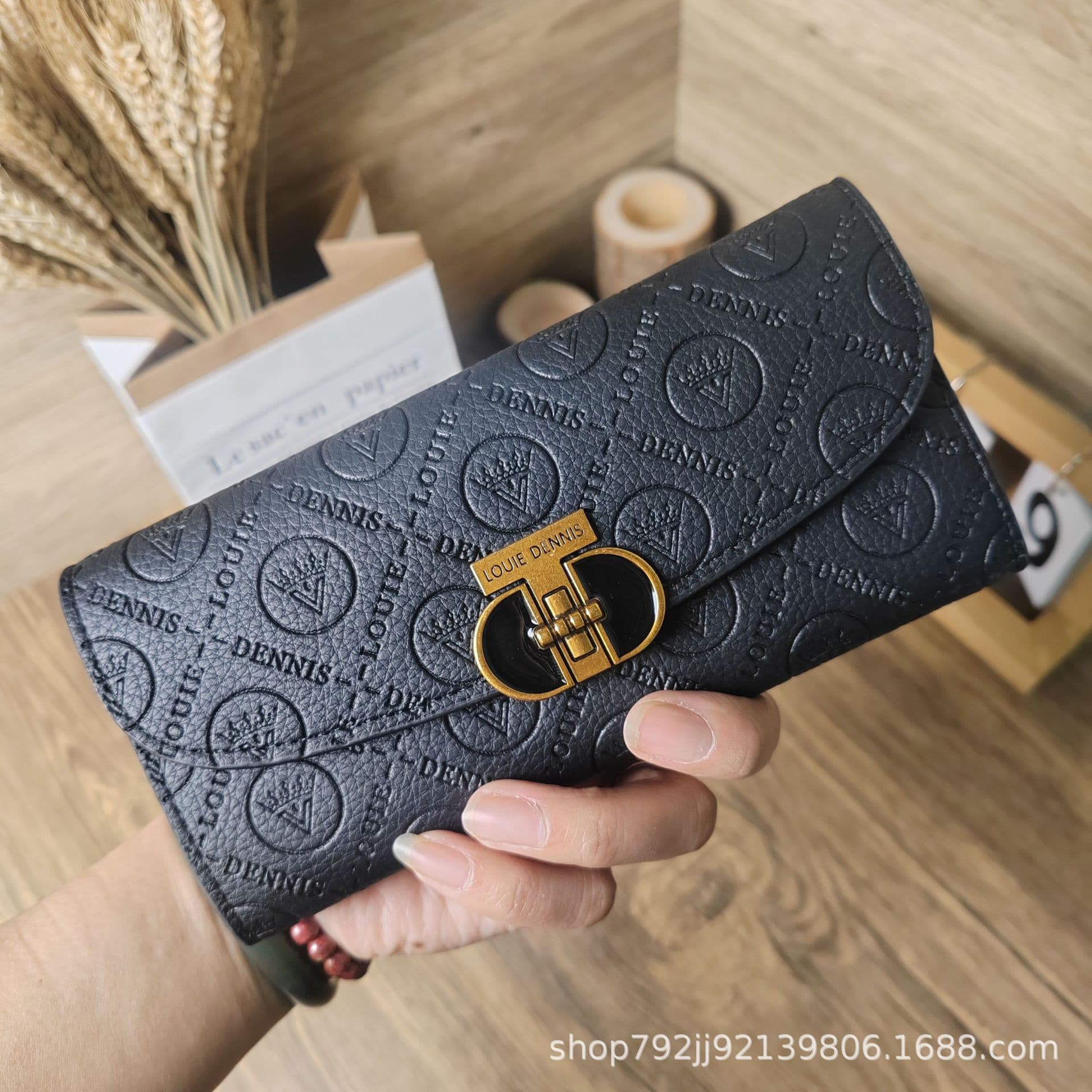 New Women's Soft PU Leather Wallet Card Holder Phone Bag Clutch Long Coin Purse Cross-Border Stock