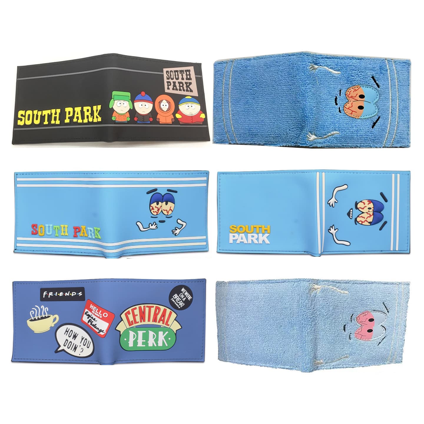 New South Park PVC Wallet Towelie Fabric Embroidery Anime Fashion Wallet Short Bifold Card Holder Money Clip
