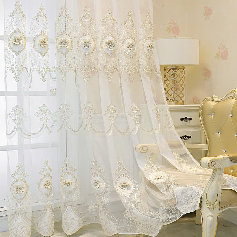 Zhejiang Shaoxing Thickened Blackout Sheer Integrated Finished Living Room Relief Embroidered Curtain Manufacturer Wholesale