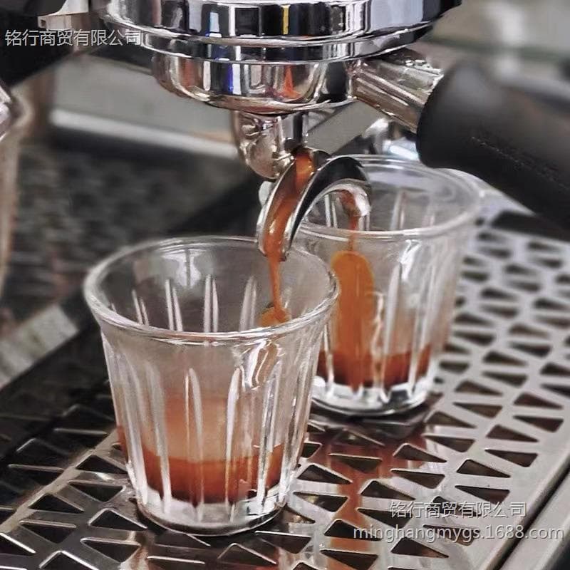 Espresso Cup Glass Water Cup Cold Brew Mocha Striped Milk Tea Cup Ins Retro Flat White Cup