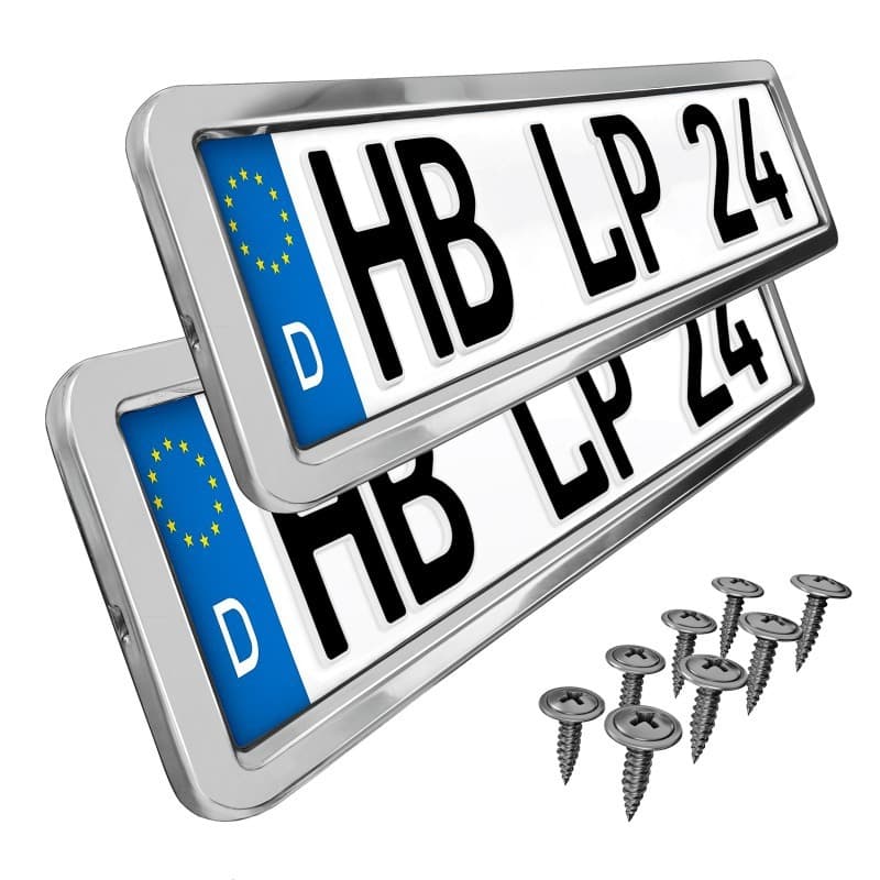 European License Plate Frame Plastic Stainless Steel License Plate Holder Car License Plate Frame European Standard License Plate Support Custom Logo Design