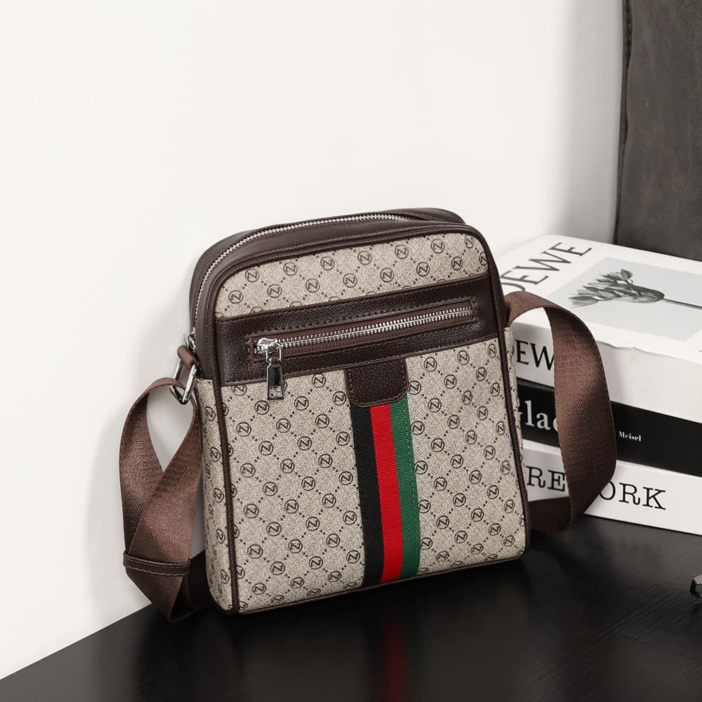 Men's Small Crossbody Bag Casual Plaid Shoulder Bag Lightweight Men's Bag with Wide Strap Phone Bag Trendy Versatile