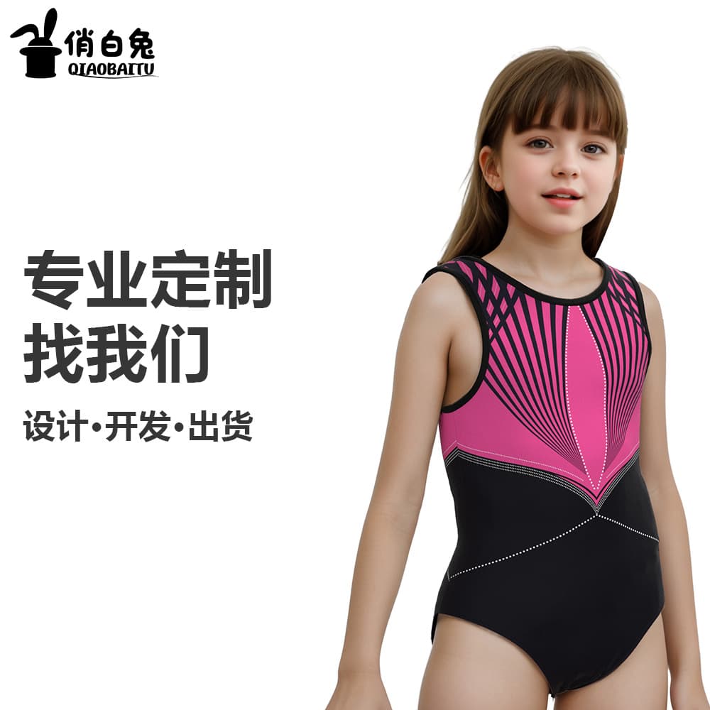Cross-border children's gymnastics clothes, new quick-drying printed high-elastic sports competition training clothes, imitation diamond explosive jumpsuits