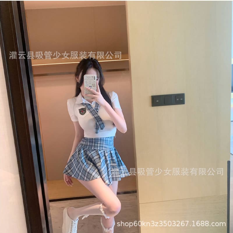 Straw Girl School Style JK Uniform Plaid Sexy Pure Lingerie, Internet Celebrity Age-Reducing Student Outfit 2250