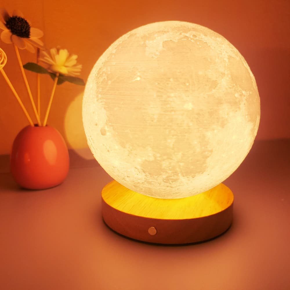 Moon Lamp Rotating Sleep Night Light Bedroom Desk Charging Table Lamp Bedside Creative Gift Atmosphere