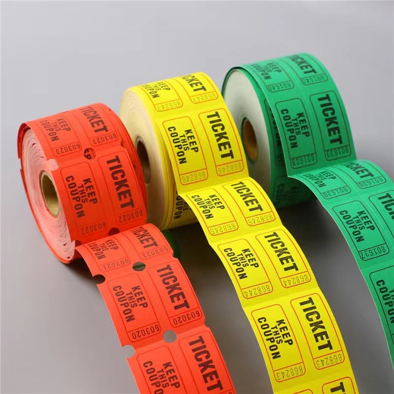Double Coated Paper Roll Folding Double Row Game Ticket Stock Admission Ticket Queue Ticket Serial Code Arcade Machine Lottery