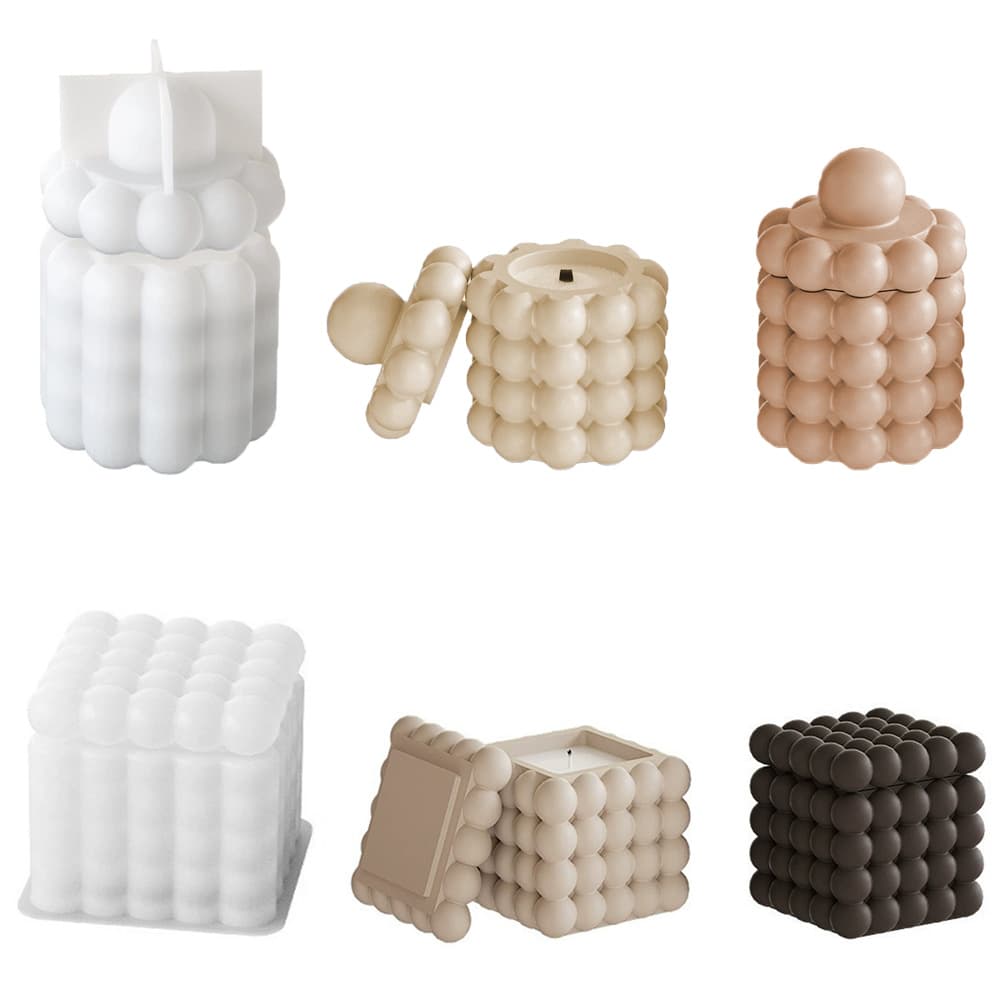 Bubble beads cylindrical scented candle cup resin silicone mold glue diy polka dot Rubik's cube plaster storage box