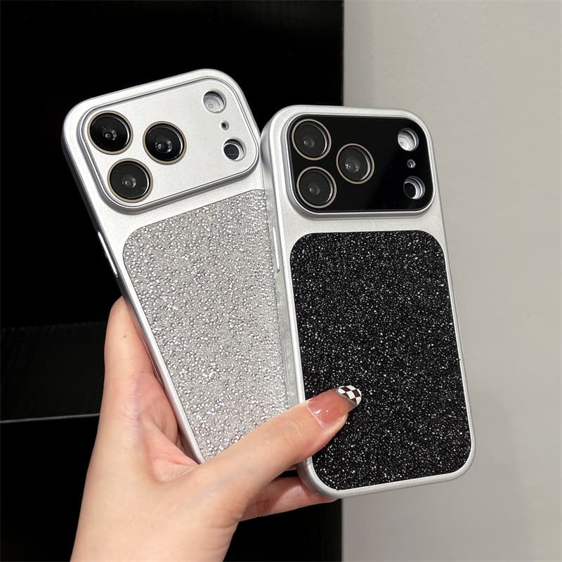Diamond Pattern Large Window Phone Case for iPhone 17 Pro Max, Small Diamond for 15, Apple 16 Premium Glitter for 14, 13