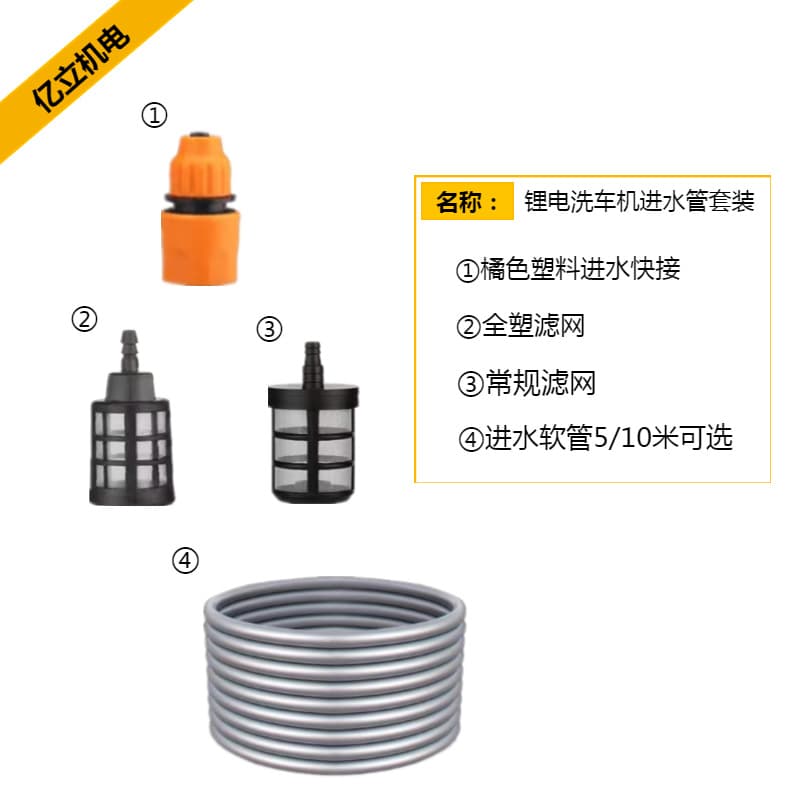 Portable Lithium Battery High-Pressure Car Wash Water Gun with Inlet Hose Set, Stainless Filter, and 3/8 Quick Connect - Hot Sale