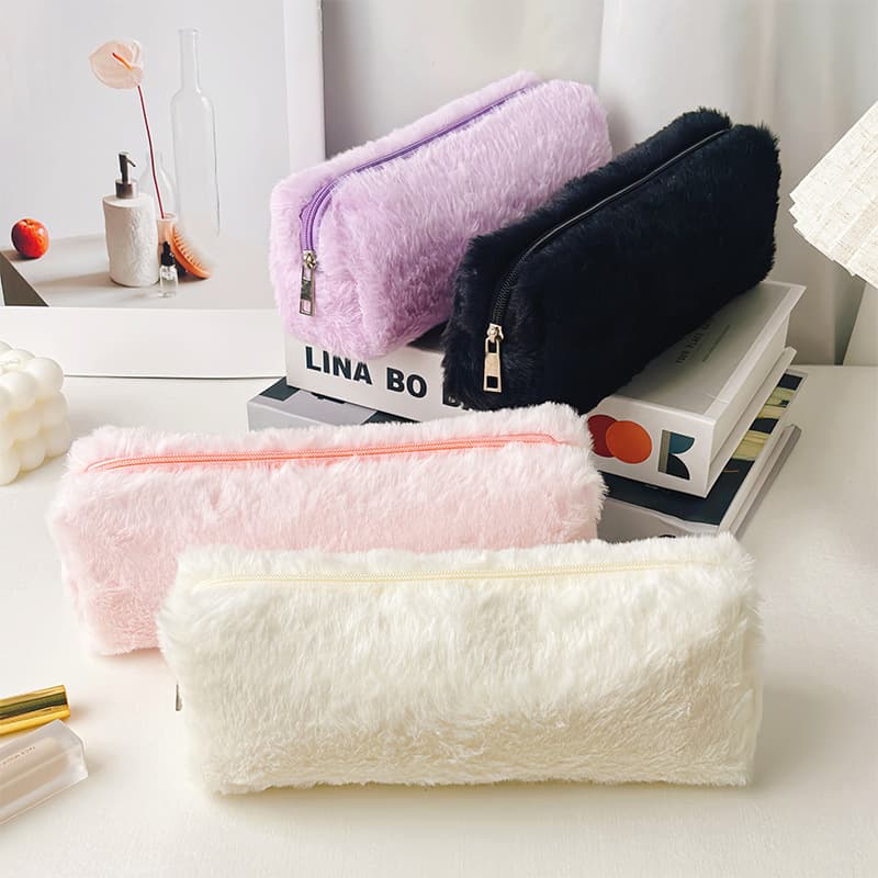 Plush Cosmetic Bag Portable Travel Small Storage Bag Cute Student Pencil Case Large Capacity Pen Bag Mini Makeup Bag