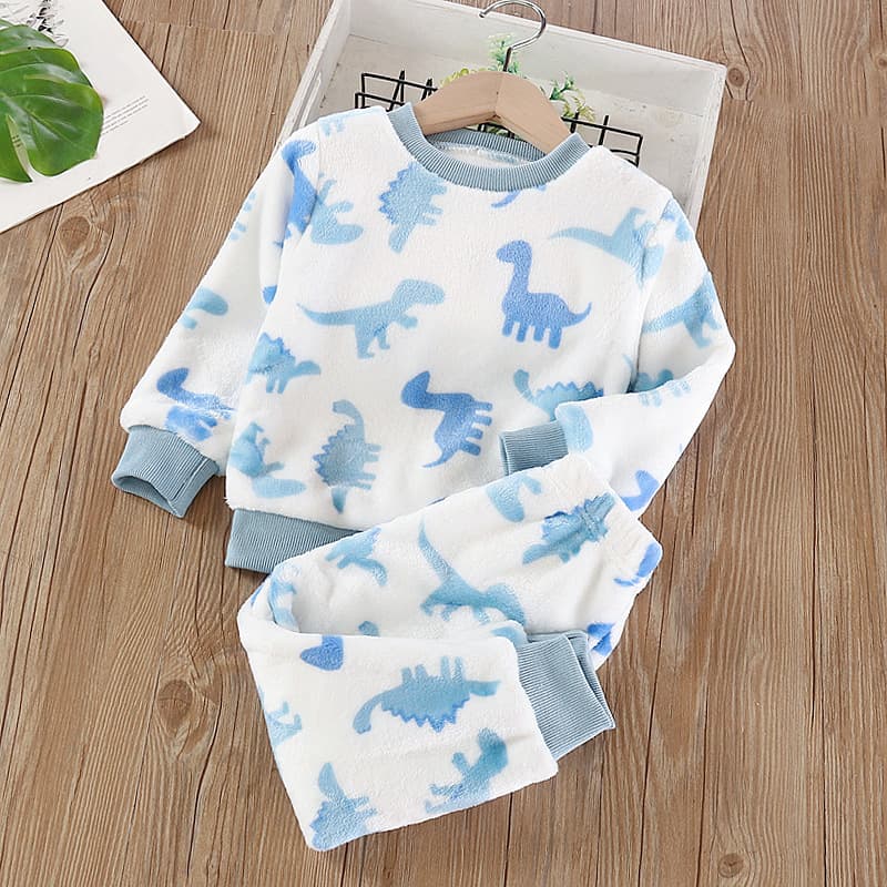 Baby Flannel Homewear Set Boys Girls Kids Autumn Winter Pajamas 1-5 Years Children Warm Thickened