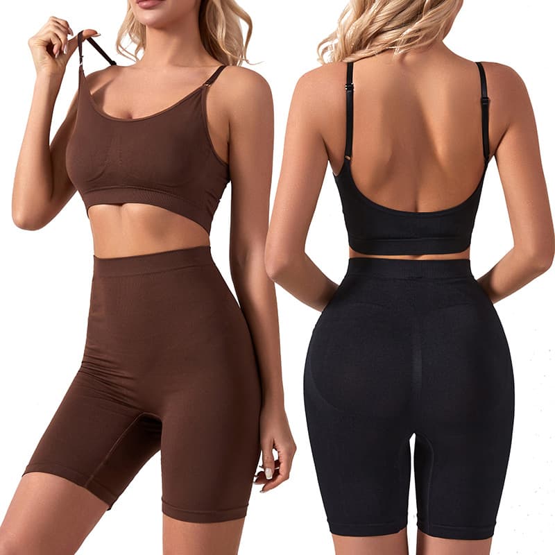 Plus Size Wirefree Sports Bra with Pads, Minimizer for Large Bust, Teenager Daily Wear, Backless Yoga Vest Set