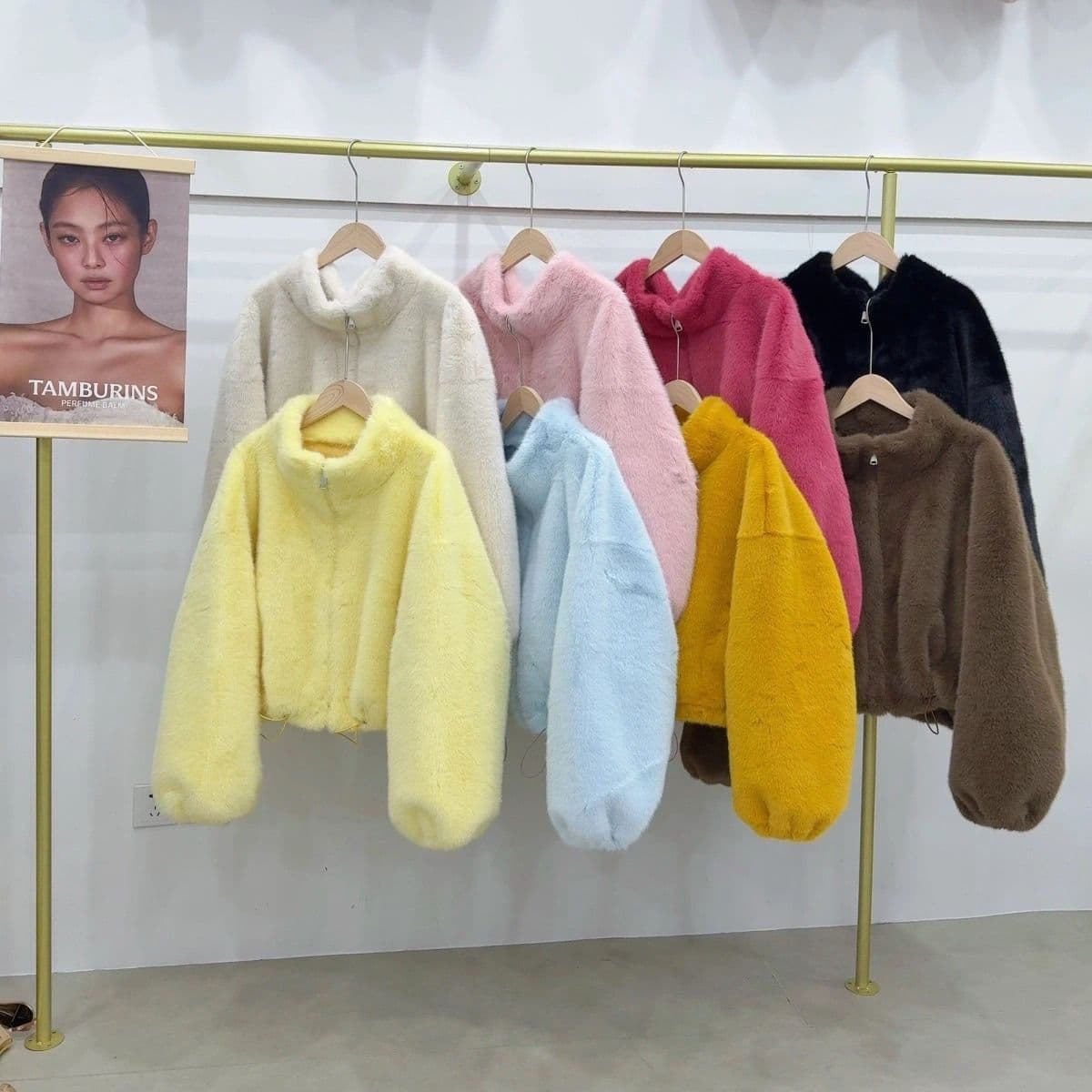 2026 New Style Stand Collar Fur-Lined Milan Mink Velvet High-End Korean-Style Faux Mink Zip-Up Short Jacket