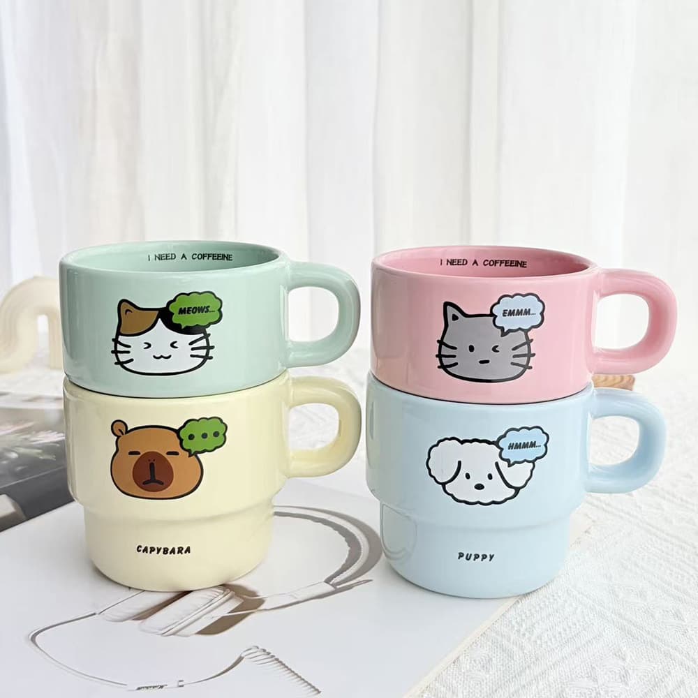 Ceramic Stacking KK Mug Colorful Ceramic Cup Coffee Cup Milk Cup Cute Ceramic Cup Custom Logo