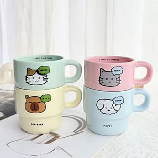 Ceramic Stacking KK Mug Colorful Ceramic Cup Coffee Cup Milk Cup Cute Ceramic Cup Custom Logo