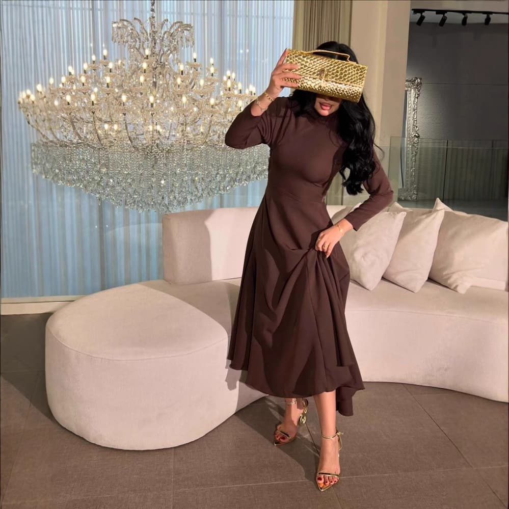 2026 Summer Cross-Border European and American Women's Fashion Independent Station Amazon Sexy Pleated Long Sleeve Turtleneck Dress