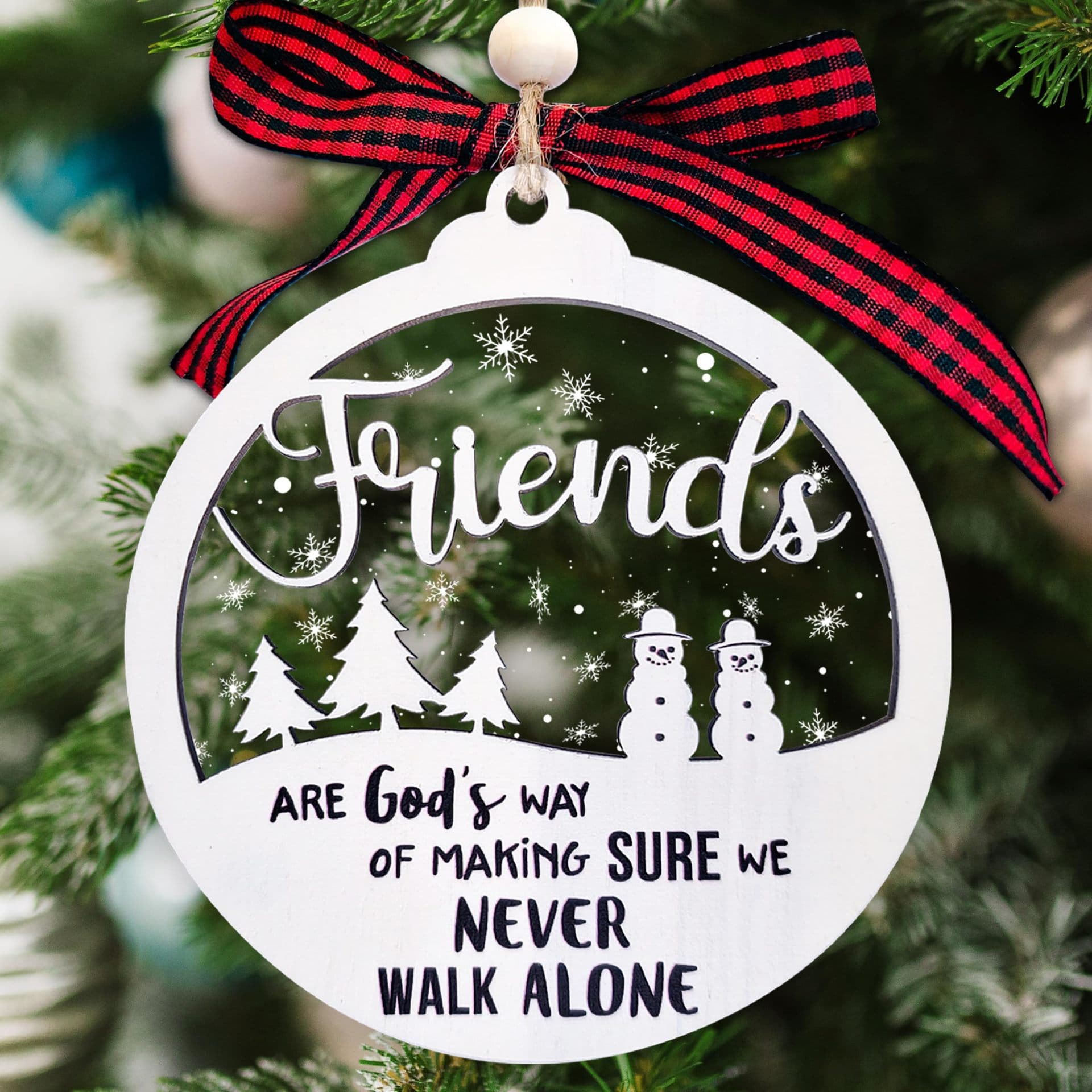 Cross-border Hot Item 2-Layer Friendship Christmas Decoration 2024 Ornament Hanging Gift for Friends Valentine's Day Present