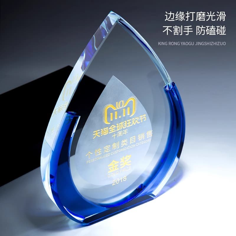 Custom Crystal Trophy, Custom Waterdrop Design