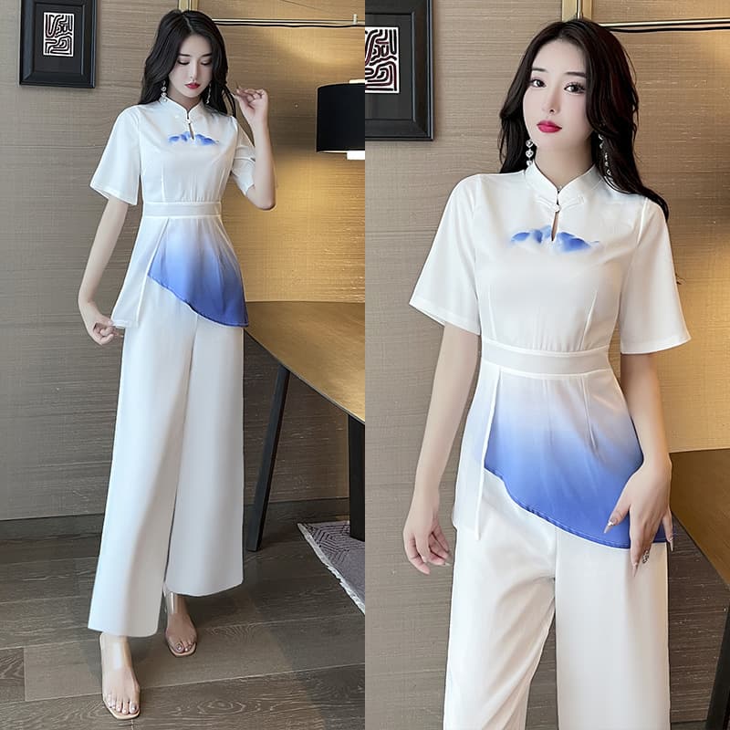 New Chinese Style National Trend Foot Massage Therapist Work Uniform New Set Women Bath Center Sauna Clothing Foot Spa Workwear