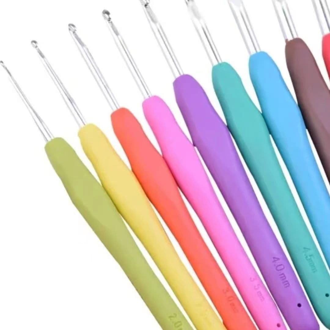 Rainbow color soft handle crochet soft handle rubber metal crochet knitting crochet hand knitting tools materials accessories