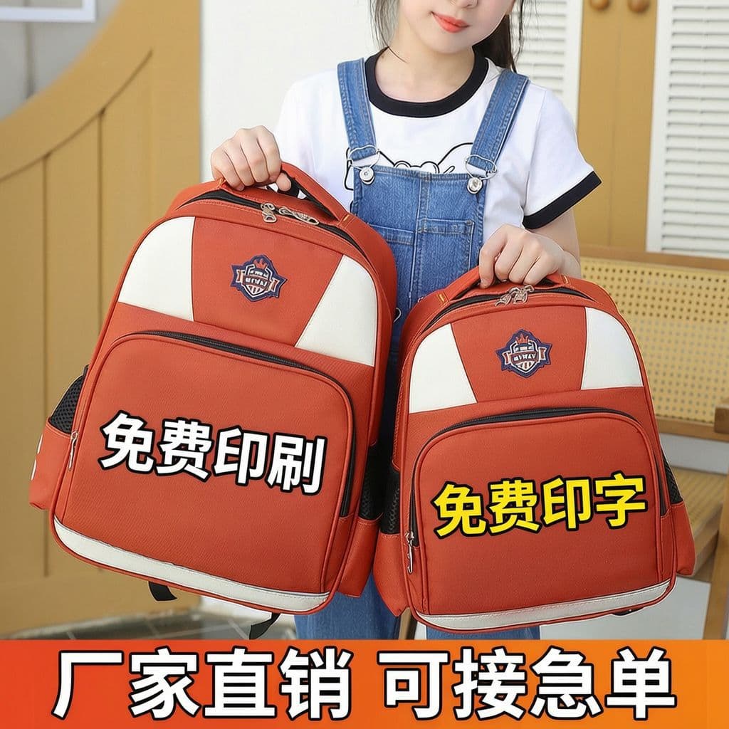 Primary school backpack wholesale with printed LOGO for tutoring classes, training centers, advertising, kindergarten children's backpack pattern printing