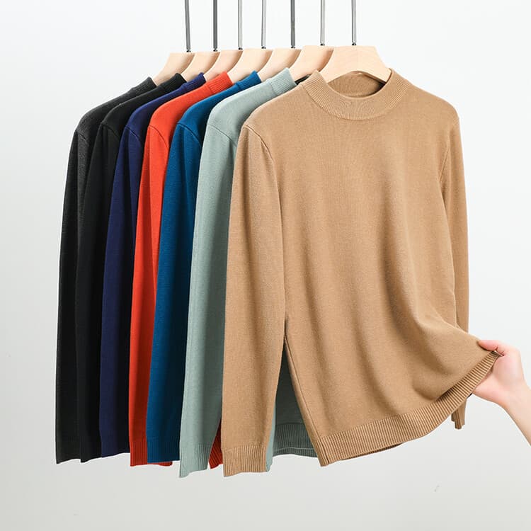Cross-Border Winter New Arrival Imitation Cashmere Men's Half Turtleneck Warm Knit Sweater Casual Solid Color Pullover