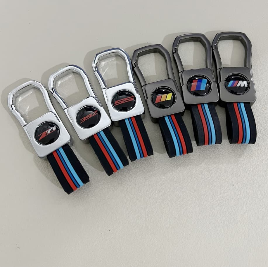 Three-Color Sports M Series Simple Car Keychain Rubber Rope Keychain Pendant Waist Clip Metal Lock Keychain