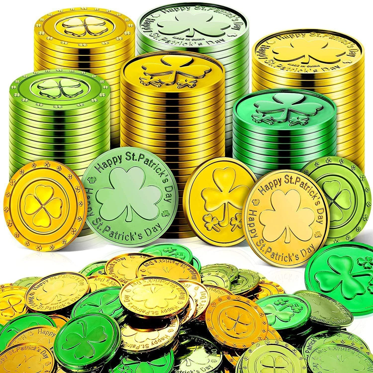 New Irish Festival Magic Elf Plastic Gold Coins St. Patrick's Day Gold Green Plated Coins