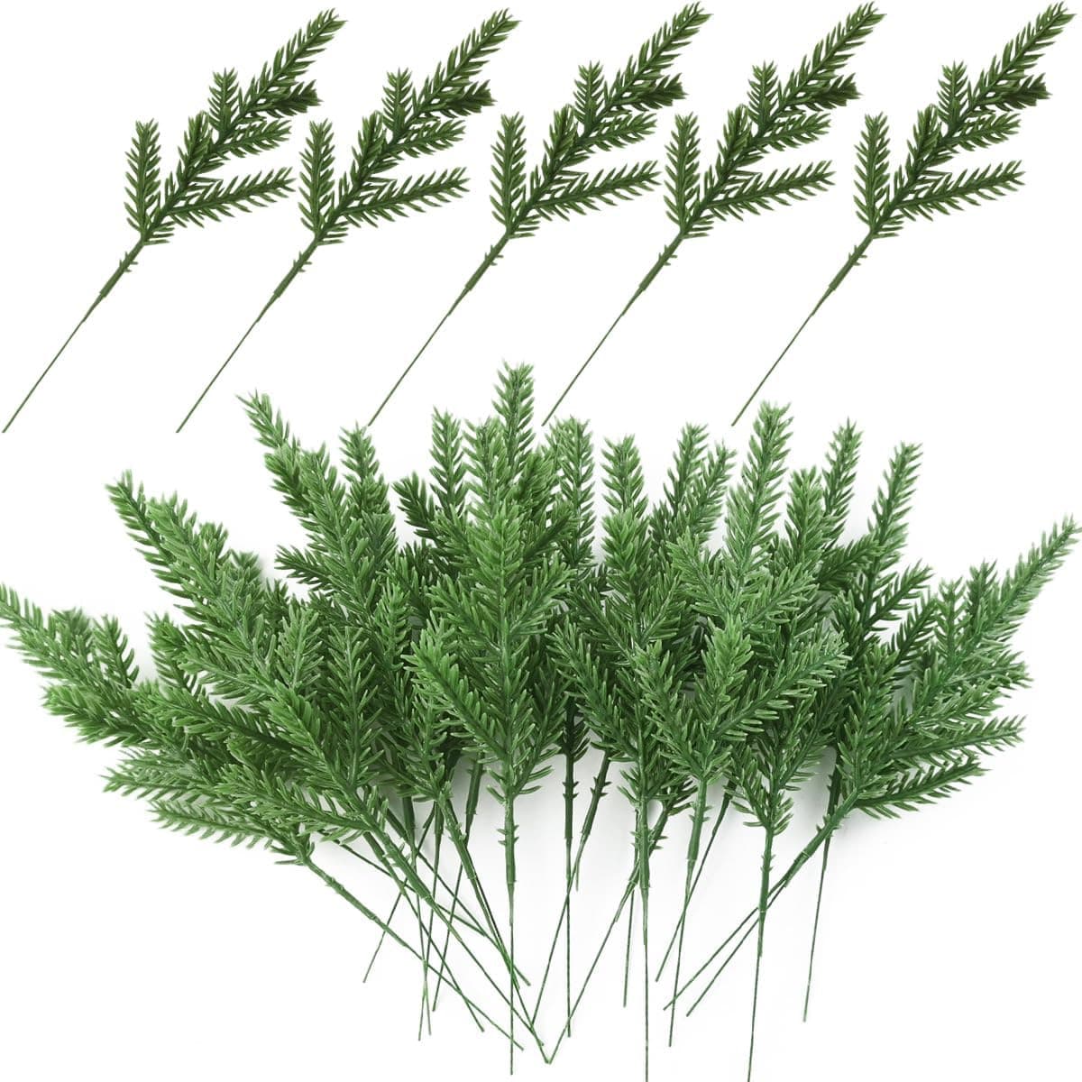 Christmas Tree Branches, Cross-Border Supply of Artificial Pine Needles, Photography Props, Simulated Pine Leaves, Plastic Green Plants, Artificial Pine Branches Wholesale