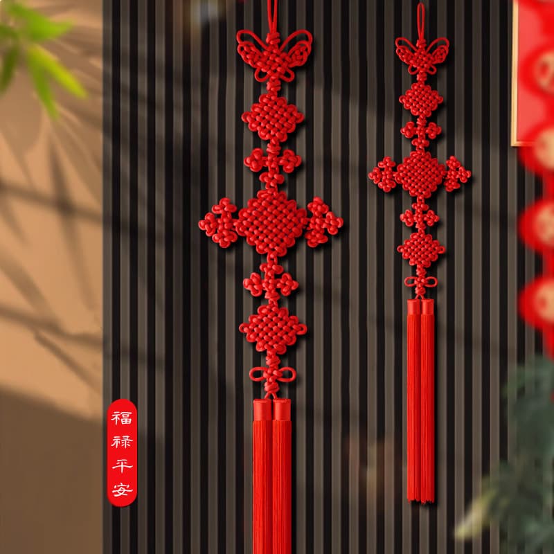 DL2024 new Chinese knot pendant living room decoration handmade entryway housewarming wall hanging fortune and safety pure red thread