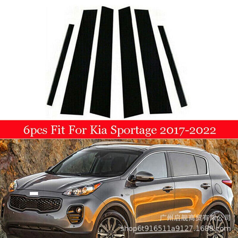 Window Trim for KIA Sportage Seltos STONIC Black Glossy Center Pillar Decal Sticker