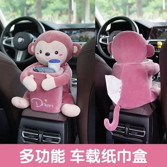 Car Tissue Box Trash Can 2-in-1 Creative Cute Car Napkin Holder Interior Decoration Practical