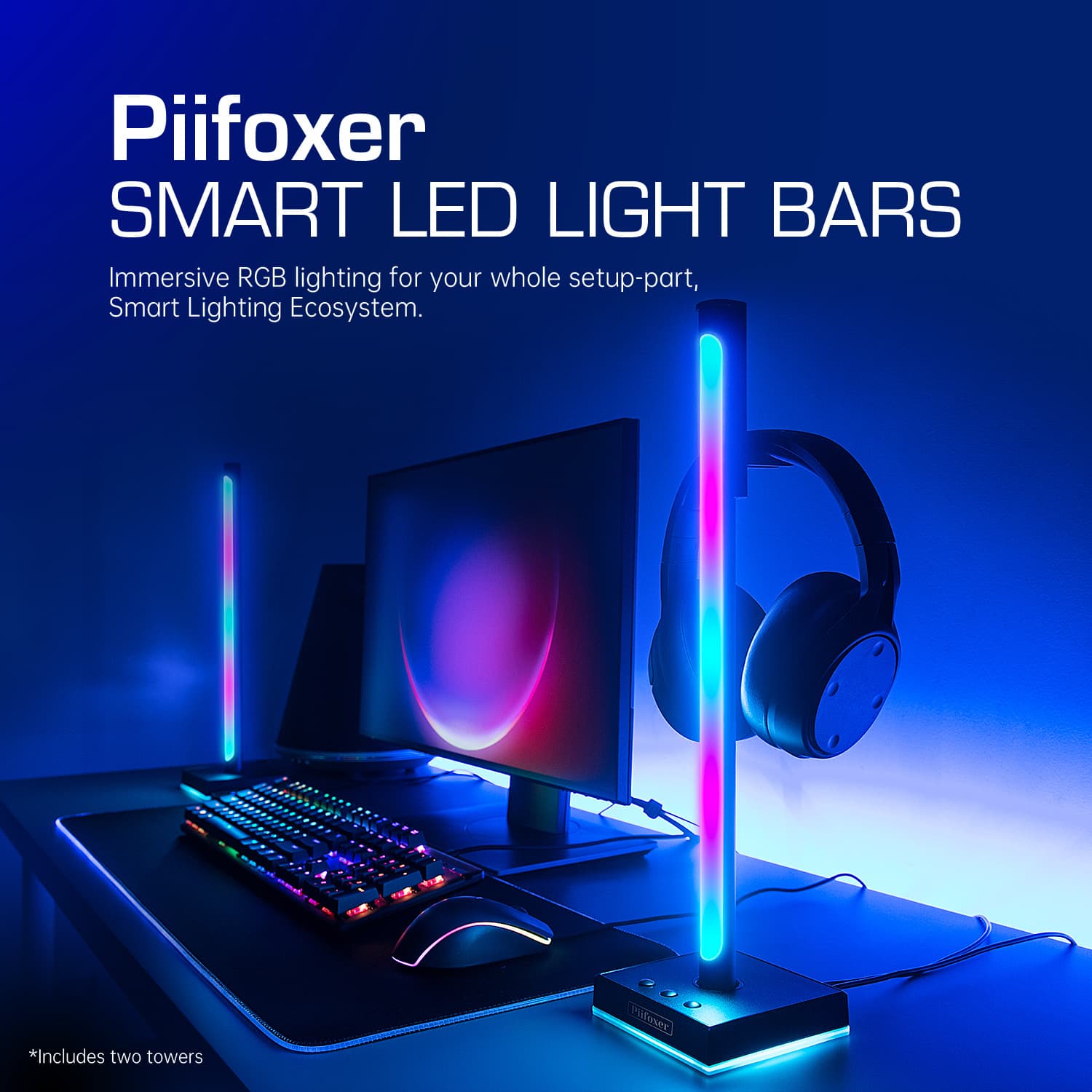 New Cross-Border RGB Sound-Activated Ambient Light Multi-Rhythm Mode Computer Desktop Gaming Headphone Stand with APP Control