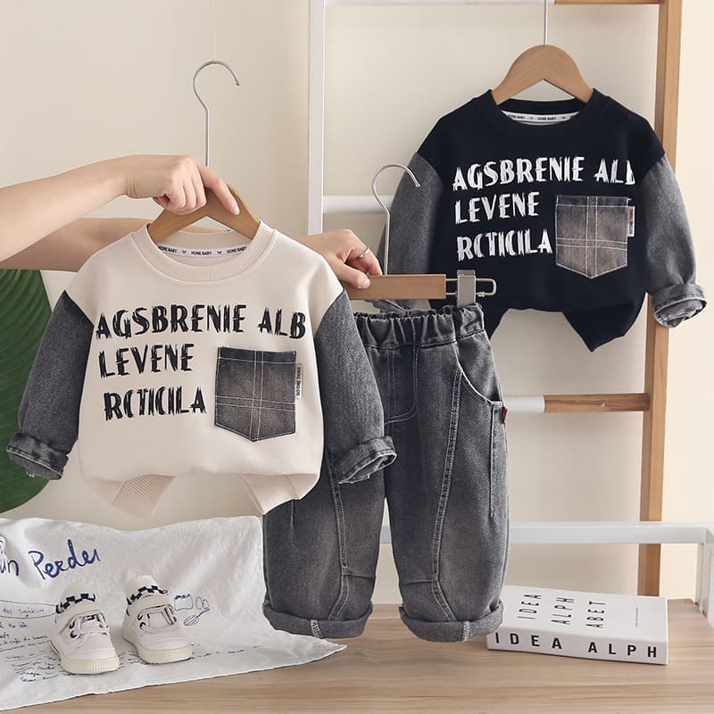 2026 New Boys Autumn Clothing Suit Children's Spring and Autumn Style Sweatshirt Long Sleeve Two-piece Baby Clothes Wholesale