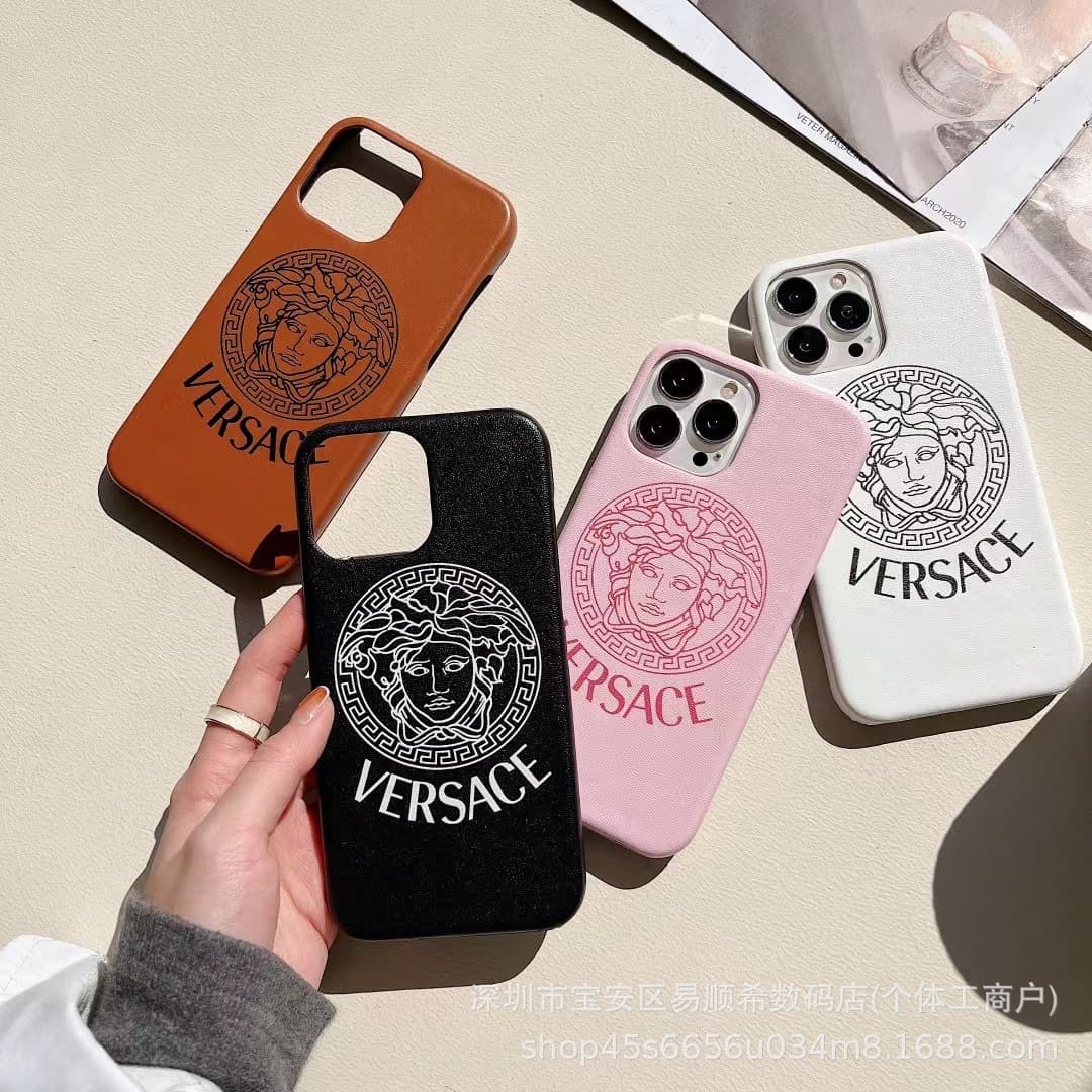 Brand Apple 17 Pro Max Phone Case iPhone 16 Leather Case 15/14/13/12/11 Half Wrap Hard Case Cover