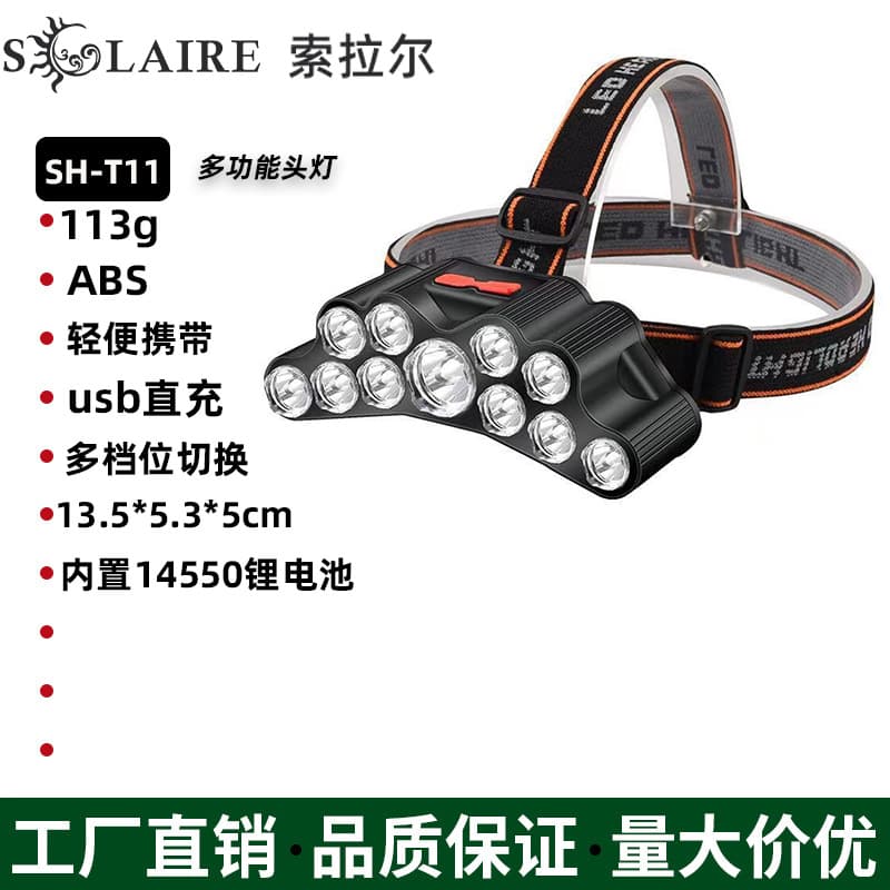 Cross-border new strong light headlight led11 head aircraft light usb charging head-mounted small flashlight outdoor miner's lamp headlight