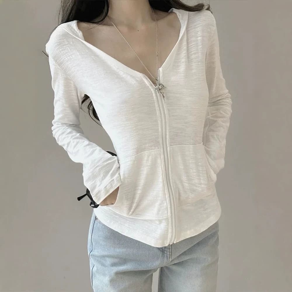 Lazy Casual Sportswear Set White Hooded Sun Protection Long Sleeve Jacket Women Summer Hot Pants Casual Shorts Two-Piece Set
