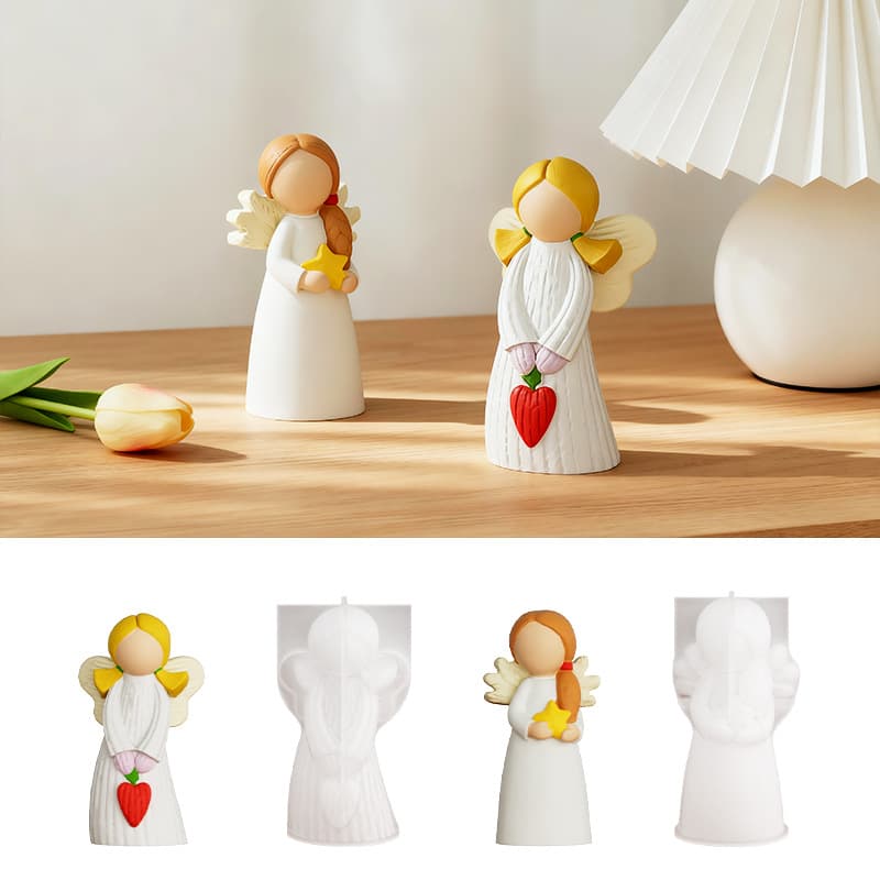 Angel Wings Girl Silicone Mold DIY Smooth Striped Angel Candle Plaster Mold