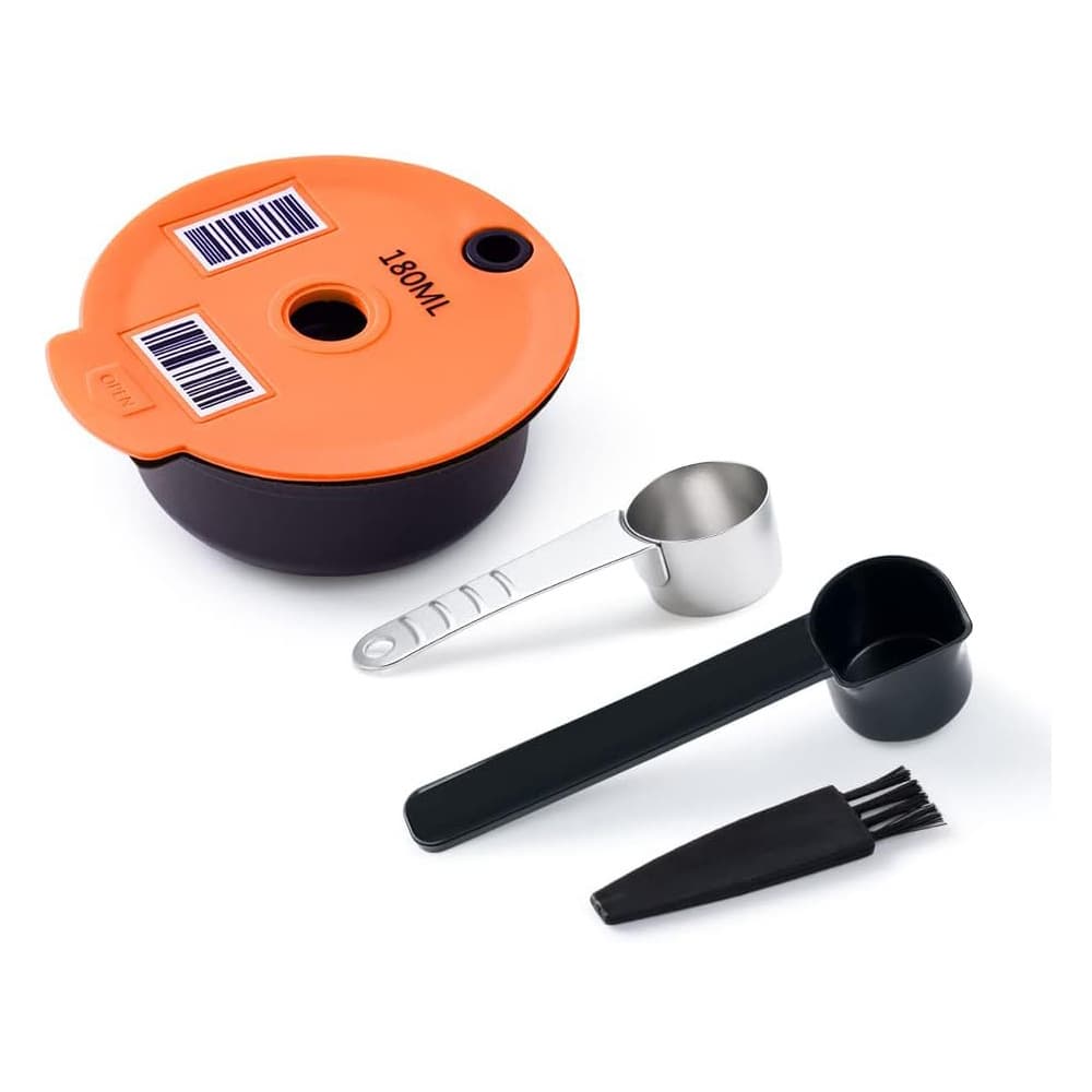 Reusable 180ml plastic coffee capsule for Bosch Tassimo with stainless steel spoon