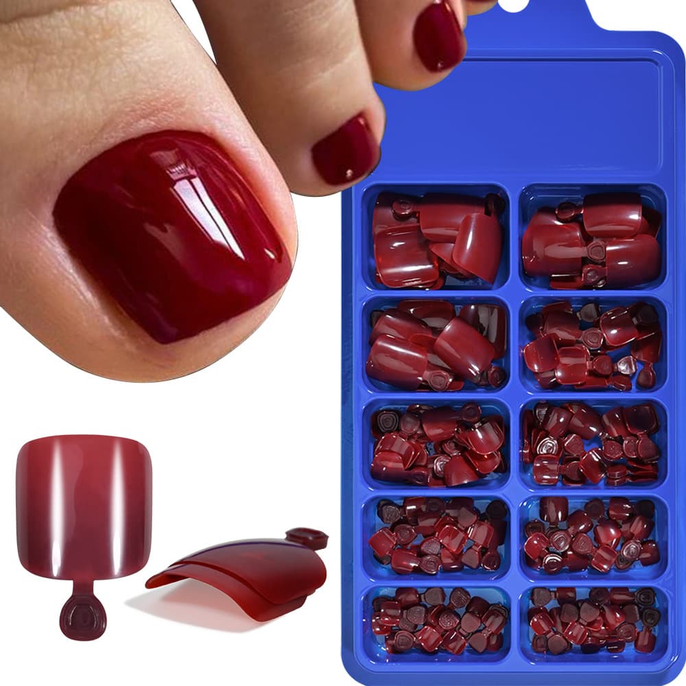Cross-border 100-piece solid color toenail tips short wearable toenail extensions short toe nail stickers press-on nails