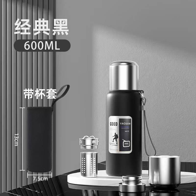 Outdoor Men's Large Capacity Thermos Cup 316 Stainless Steel Tea-Water Separation Full Steel Pot Car Portable Insulated Water Bottle