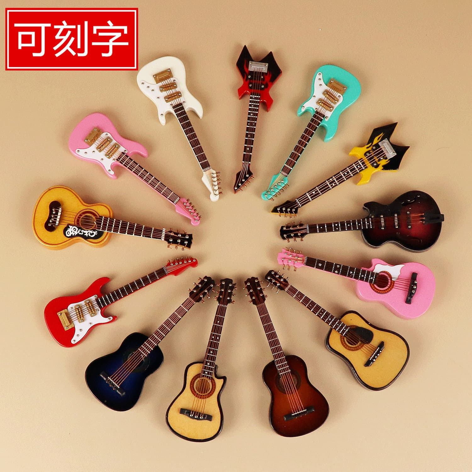 Guitar Model Electric Bass Ornament Doll Mini Instrument 10cm Wooden Classical Folk Electric Guitar Model