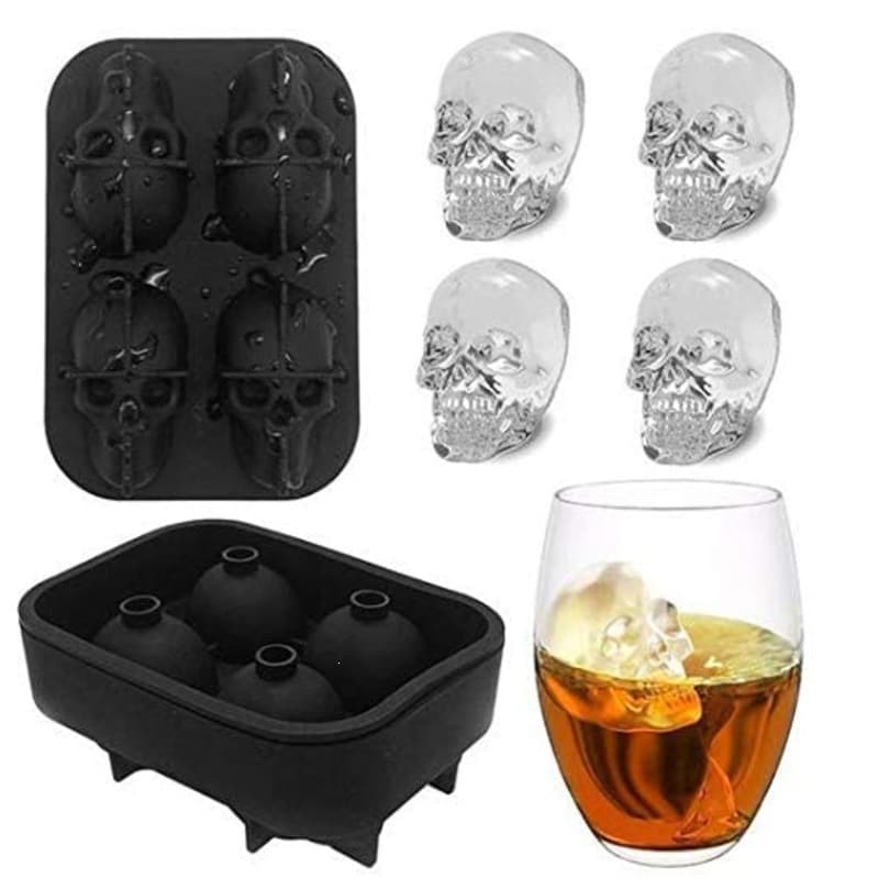 Bar DIY Creative Mold Silicone Skull Ice Tray Four-Link Silicone Skull Ice Cube Mold