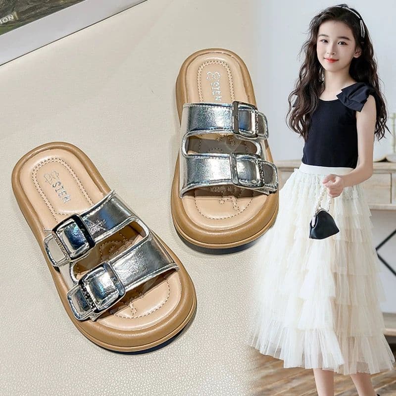Children's Outdoor Slippers, Fashionable Girl's Slippers, 2025 Summer Style, Kids' Trendy Birkenstock Sandals, Middle and Big Kids' Slide Sandals