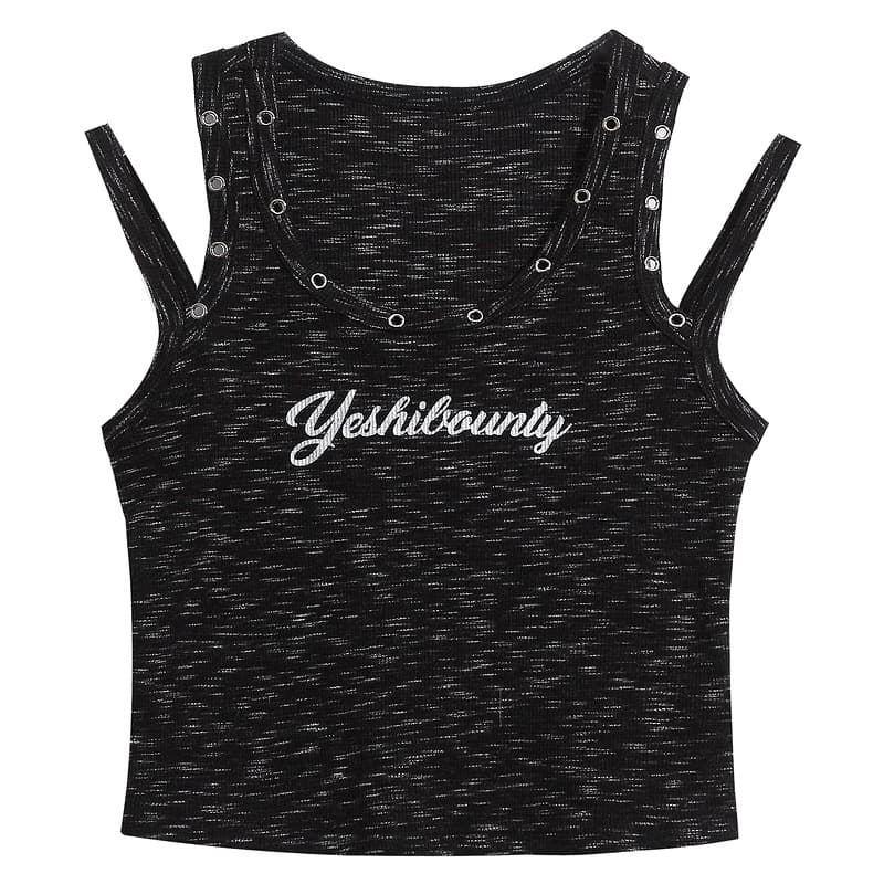 Fashion Men's Korean Texture Ripped Camisole Top Women's Designed Short Fitted Sexy Style College Student Top