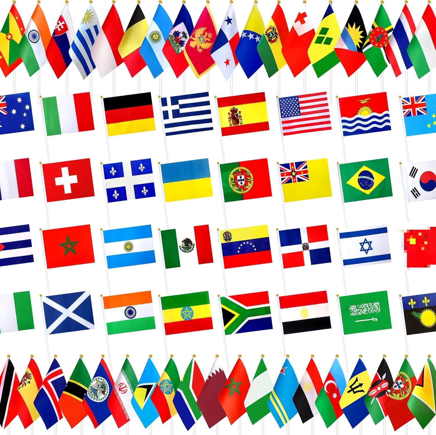 Cross-border supply of polyester cloth flagpole screen printing No. 8 hand-waving flags from all over the world to support national flags