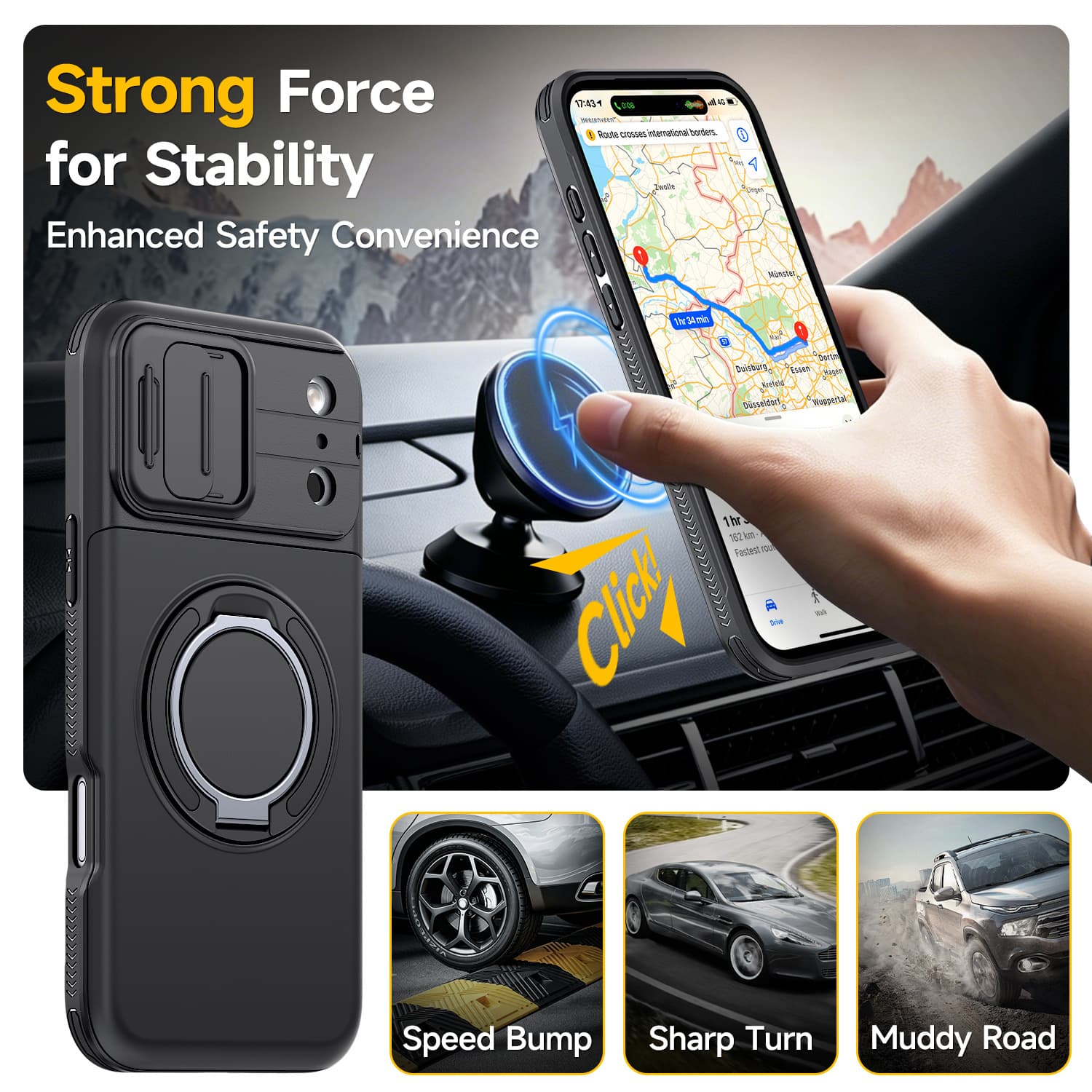 New Phone Case Compatible with Apple 18 Pro Max, Sliding Cover with Card Slot for iPhone 18 Pro, Push-Open Window, 360-Degree Stand