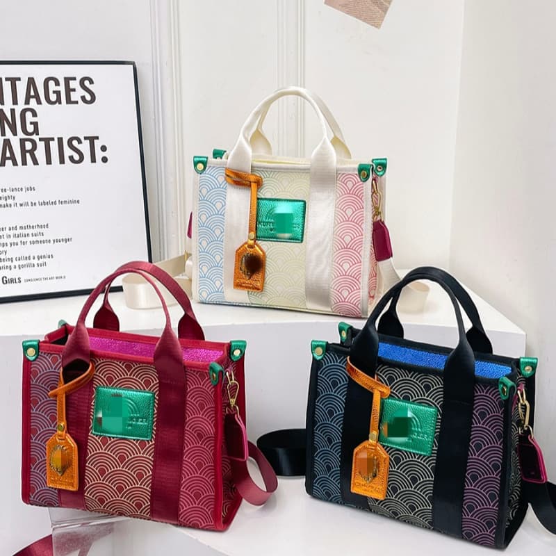 Tote bag, large-capacity women's bag, cross-border best-selling shoulder bag, luxury handbag, contrasting color commuter crossbody bag